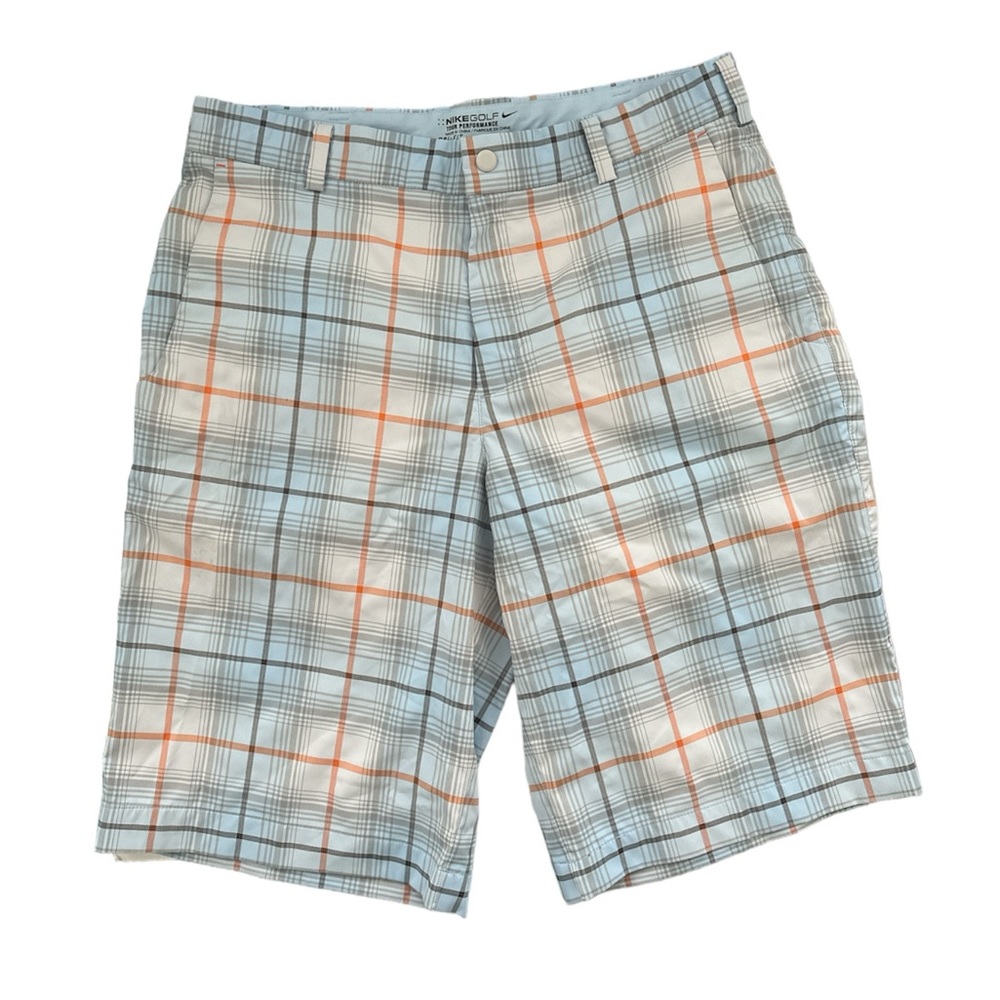 Nike Golf Performance Man's Shorts Dry Fit size 32 Medium Blue checkered